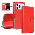 TUNIQ TUNIQ iPhone 17 Pro Max/iPhone 18 Pro Max Klapphülle Kartenhalter für 3 Karten Magnetverschluss Anhänger - Rot