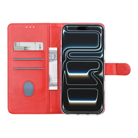 TUNIQ TUNIQ iPhone 17 Pro Max Book type housse - Rouge - Porte-cartes pour 3 cartes - Fermeture magnétique - Cintre TUNIQ TUNIQ iPhone 17 Pro Max Book type housse - Rouge - Porte-cartes pour 3 cartes - Fermeture magnétique - Cintre