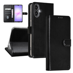 TUNIQ Galaxy A07 Book type housse - Noir - Porte-cartes pour 3 cartes - Fermeture magnétique - Cintre