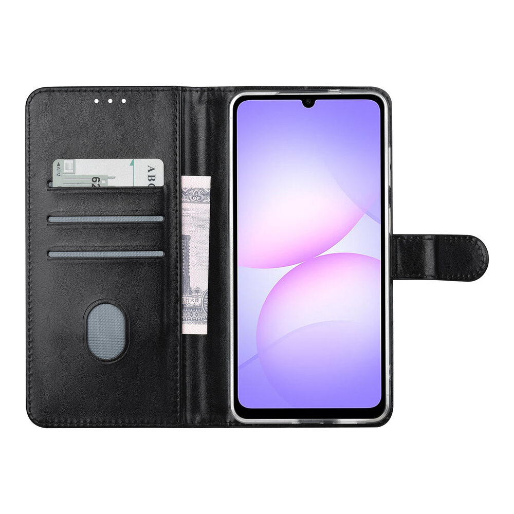 TUNIQ TUNIQ Galaxy A07 Book-Case hul - Kartenhalter für 3 Karten - Magnetverschluss - Aufhänger - Schwarz TUNIQ TUNIQ Galaxy A07 Book-Case hul - Kartenhalter für 3 Karten - Magnetverschluss - Aufhänger - Schwarz