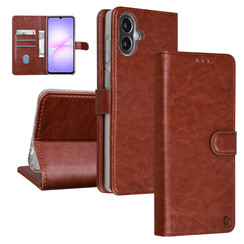 TUNIQ Galaxy A07 Book Case hoesje - Pasjeshouder voor 3 pasjes - Magneetsluiting - Hanger - Bruin