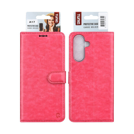 TUNIQ TUNIQ Galaxy A17 Book-Case hul - Kartenhalter für 3 Karten - Magnetverschluss - Aufhänger - Hot Pink