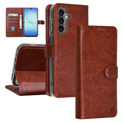 TUNIQ Galaxy A17 Book Case hoesje - Pasjeshouder voor 3 pasjes - Magneetsluiting - Hanger - Bruin