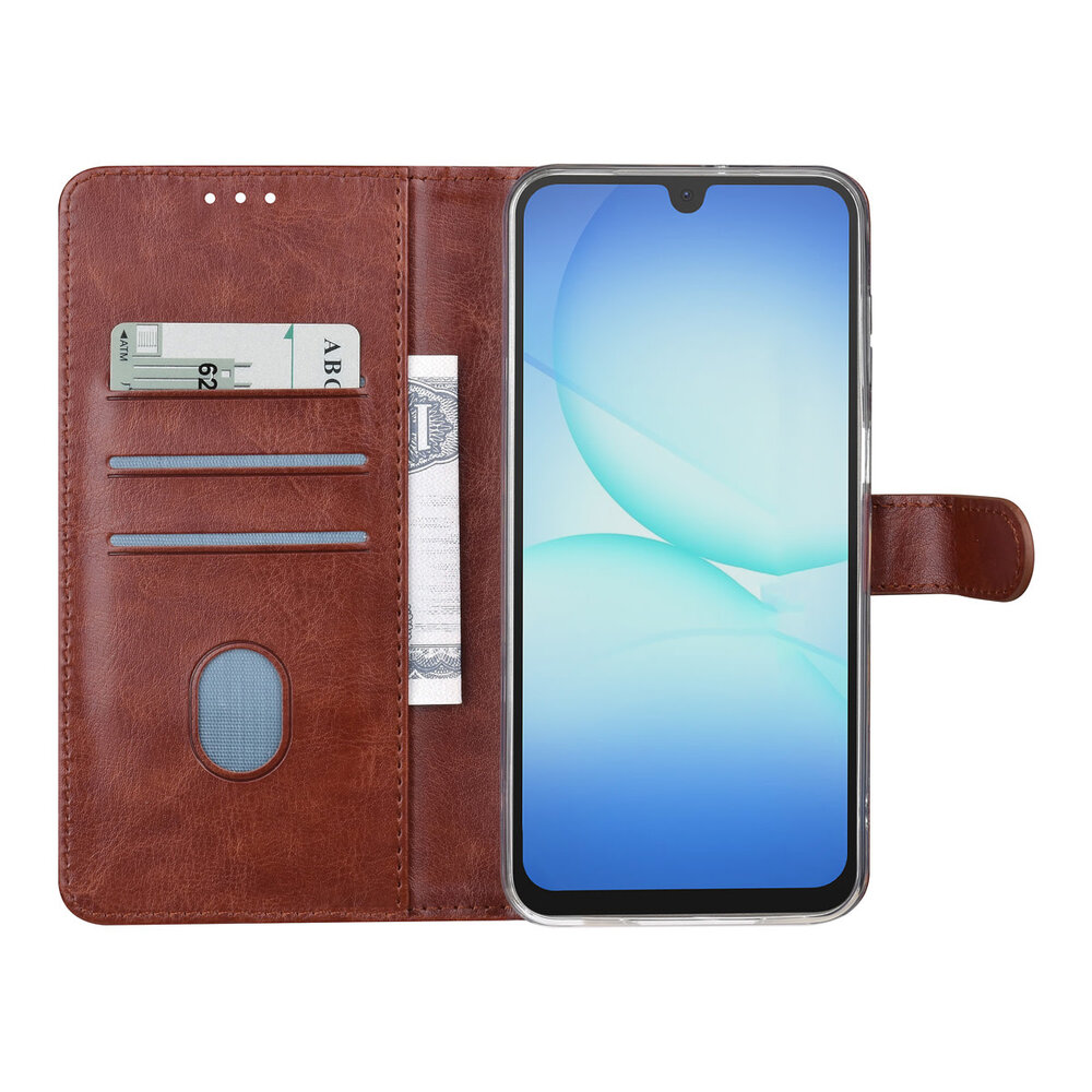 TUNIQ TUNIQ Galaxy A17 Book Case hoesje - Pasjeshouder voor 3 pasjes - Magneetsluiting - Hanger - Bruin