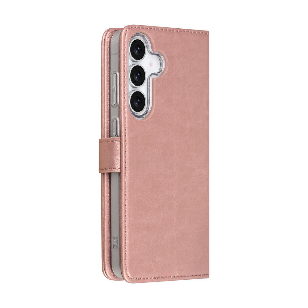 TUNIQ TUNIQ Galaxy S25 FE Book Case hoesje - Pasjeshouder voor 3 pasjes - Magneetsluiting - Hanger - Rose Gold TUNIQ TUNIQ Galaxy S25 FE Book Case hoesje - Pasjeshouder voor 3 pasjes - Magneetsluiting - Hanger - Rose Gold