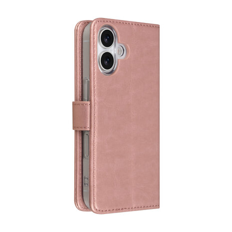 TUNIQ TUNIQ iPhone 17 Book-Case hul - Kartenhalter für 3 Karten - Magnetverschluss - Aufhänger - Rose Gold