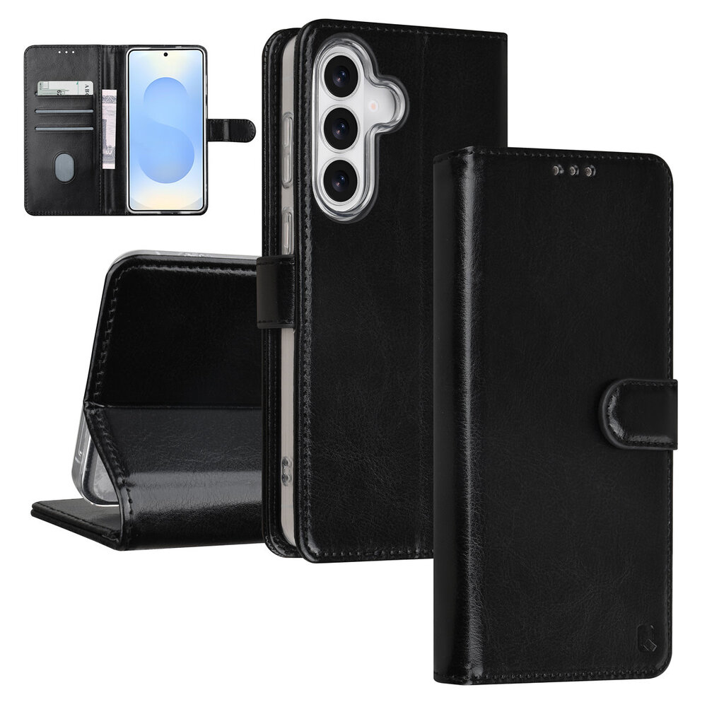 TUNIQ TUNIQ Galaxy S26 Plus Book type housse - Noir - Porte-cartes pour 3 cartes - Fermeture magnétique - Cintre