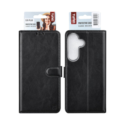 TUNIQ TUNIQ Galaxy S26 Plus Book type housse - Noir - Porte-cartes pour 3 cartes - Fermeture magnétique - Cintre