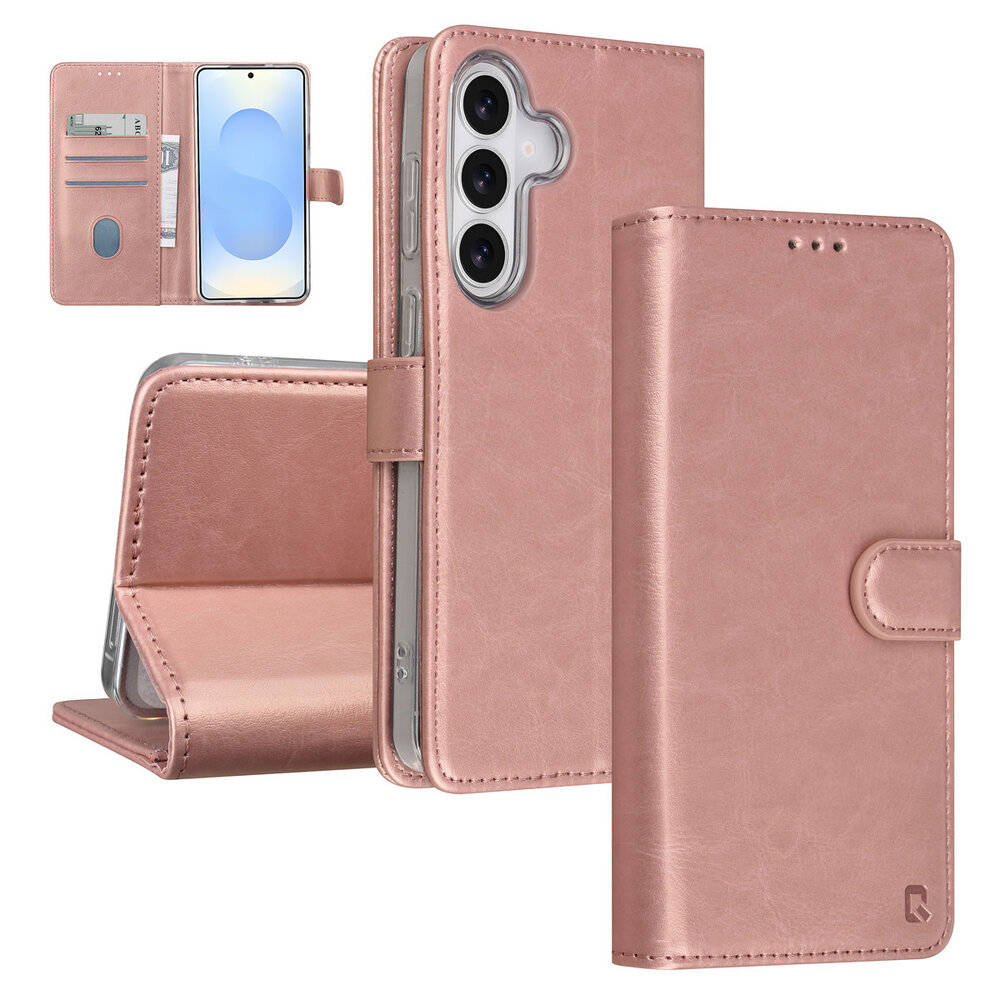 TUNIQ TUNIQ Galaxy S26 Plus Book type housse - Rose Gold - Porte-cartes pour 3 cartes - Fermeture magnétique - Cintre