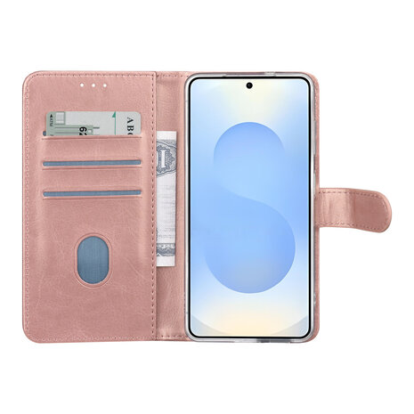 TUNIQ TUNIQ Galaxy S26 Book type case - Card holder for 3 cards - Magnetic closure - Hanger - Rose Gold