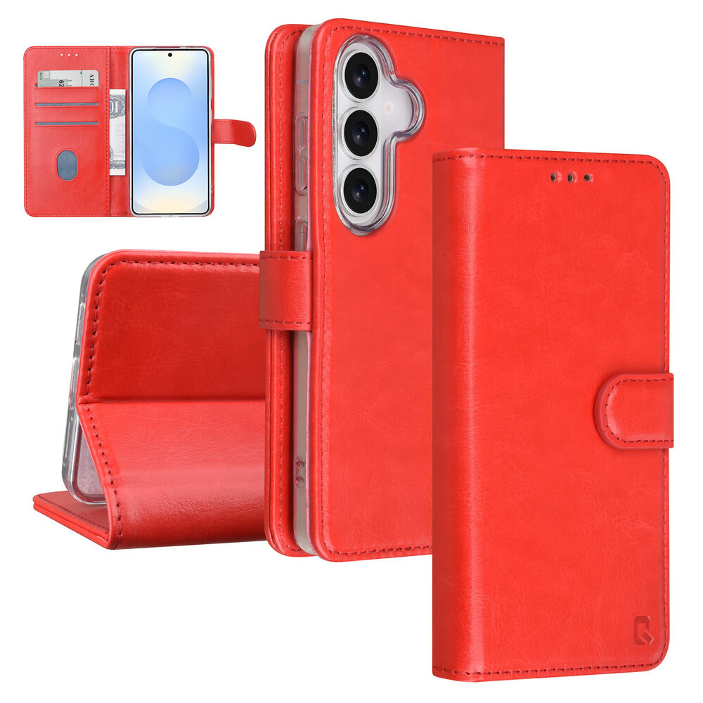 TUNIQ TUNIQ Galaxy S26 Book type housse - Rouge - Porte-cartes pour 3 cartes - Fermeture magnétique - Cintre