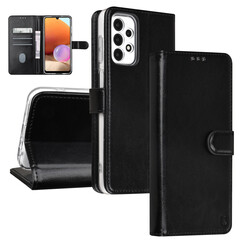 TUNIQ Galaxy A23 Book Case hoesje - Pasjeshouder voor 3 pasjes - Magneetsluiting - Hanger - Zwart