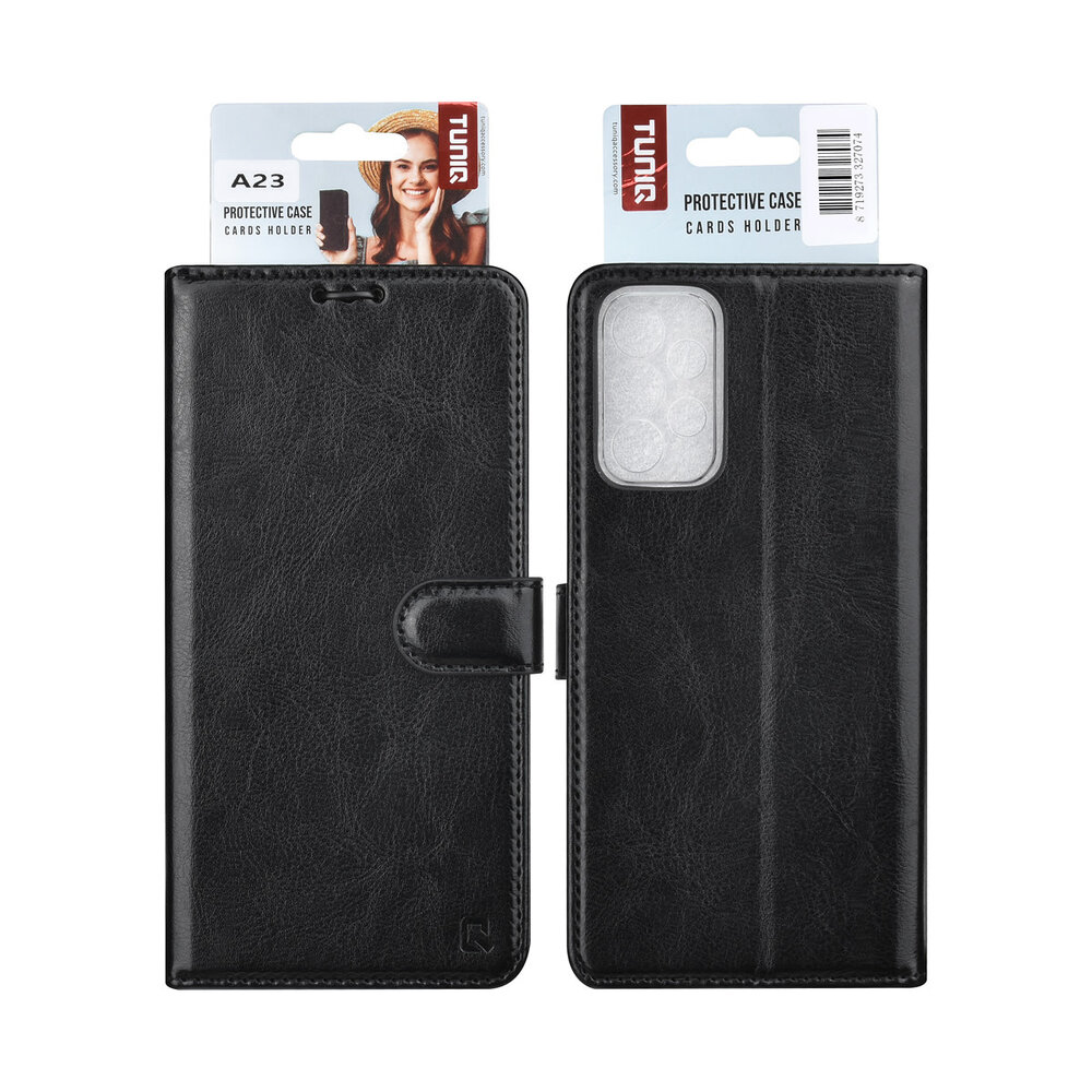 TUNIQ TUNIQ Galaxy A23 Book type case - Card holder for 3 cards - Magnetic closure - Hanger - Black