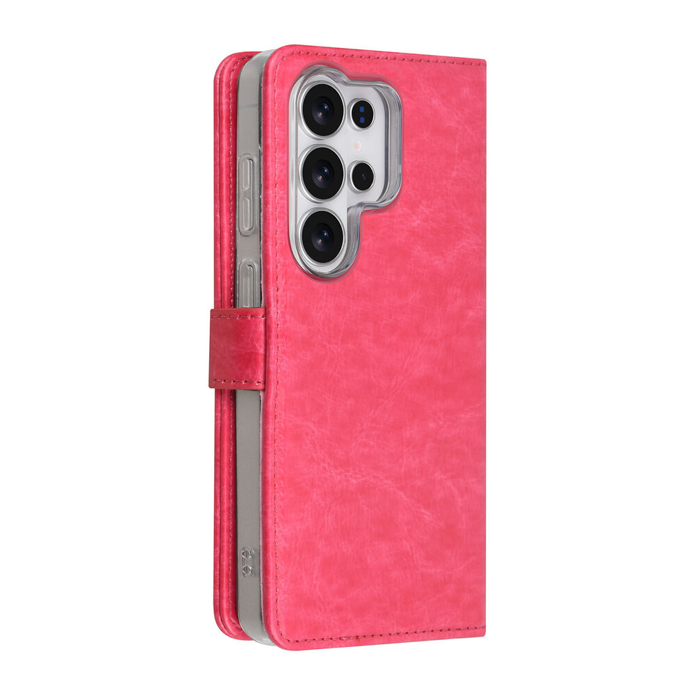 TUNIQ TUNIQ Galaxy S26 Ultra Book Case hoesje - Pasjeshouder voor 3 pasjes - Magneetsluiting - Hanger - Felroze