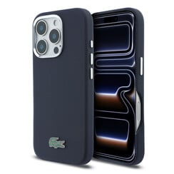 Lacoste iPhone 16 Pro Backcover hoesje - MagSafe - Metal Edges - Iconic Petit Pique Logo - Navy