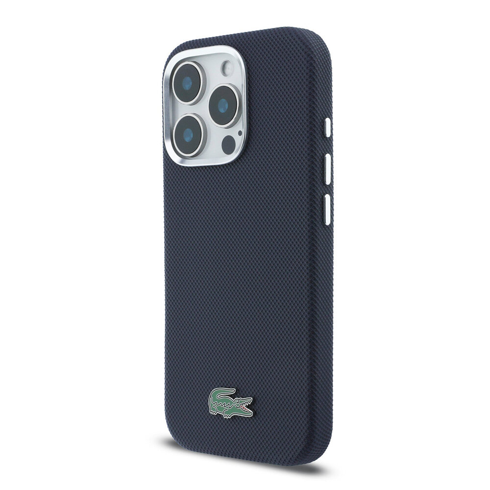 Lacoste Lacoste iPhone 16 Pro Back cover coque - Navy - MagSafe - Metal Edges - Iconic Petit Pique Logo