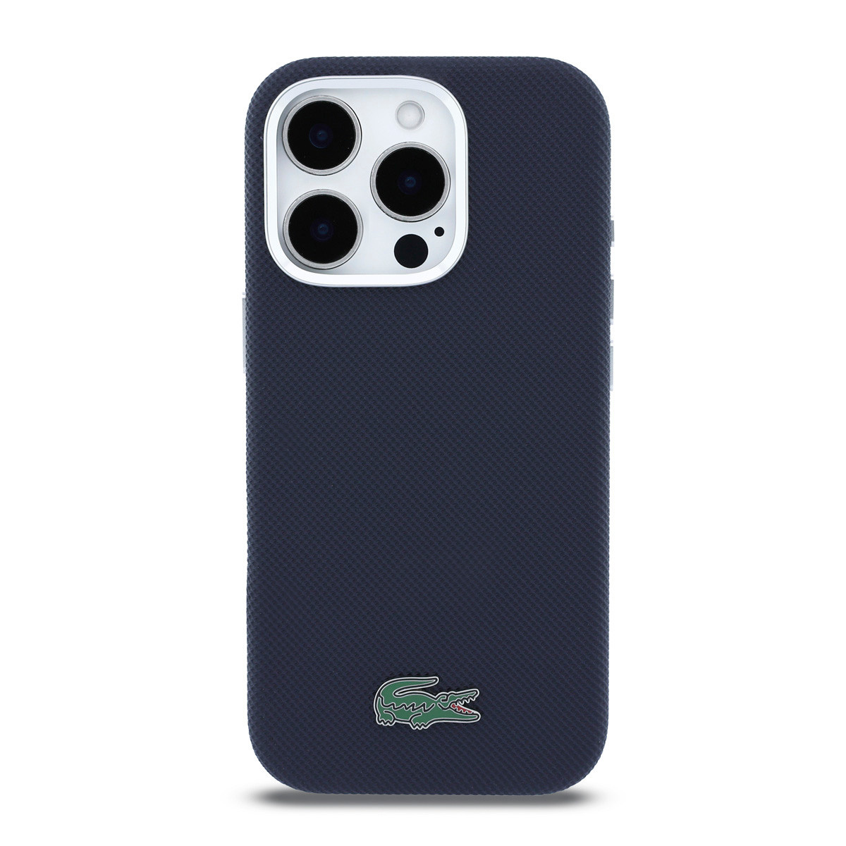 Lacoste Lacoste iPhone 16 Pro Backcover hoesje - MagSafe - Metal Edges - Iconic Petit Pique Logo - Navy, foto 3 van 6