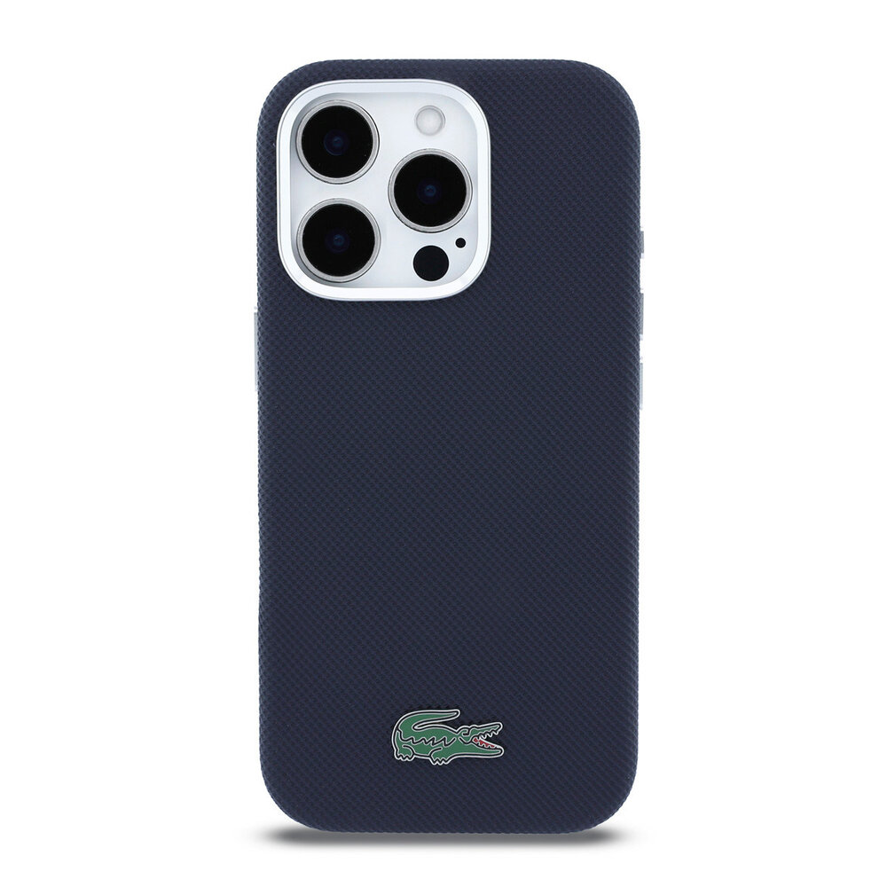 Lacoste Lacoste iPhone 16 Pro Max Back-Cover hul - MagSafe - Metal Edges - Iconic Petit Pique Logo - Navy