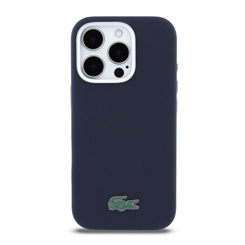 Lacoste Lacoste iPhone 16 Pro Max Back cover case - MagSafe - Metal Edges - Iconic Petit Pique Logo - Navy