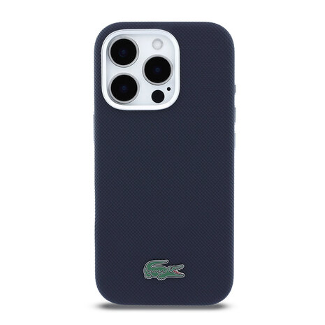 Lacoste Lacoste iPhone 16 Pro Max Back cover coque - Navy - MagSafe - Metal Edges - Iconic Petit Pique Logo