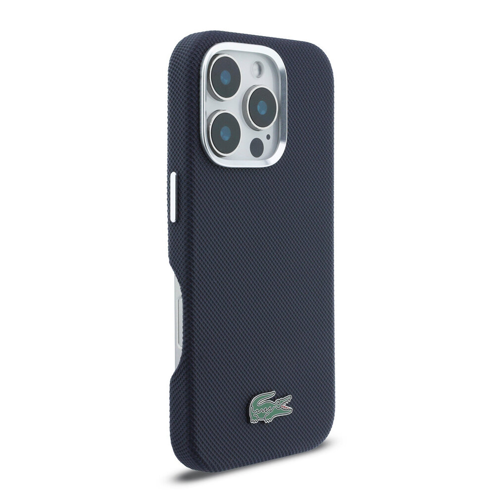 Lacoste Lacoste iPhone 16 Pro Max Back-Cover hul - MagSafe - Metal Edges - Iconic Petit Pique Logo - Navy