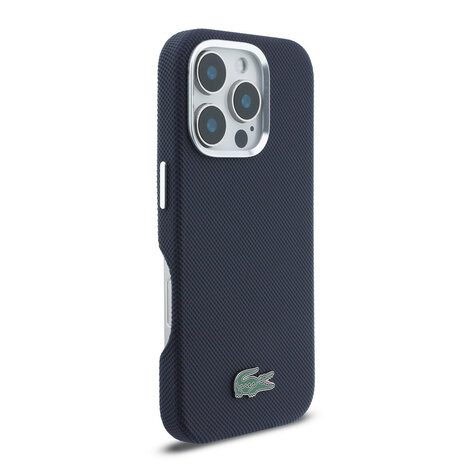 Lacoste Lacoste iPhone 16 Pro Max Back cover coque - Navy - MagSafe - Metal Edges - Iconic Petit Pique Logo