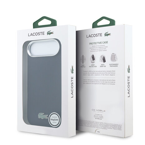 Lacoste Lacoste iPhone 17 Air Back-Cover hul - MagSafe - Metal Edges - Iconic Petit Pique Logo - Navy Lacoste Lacoste iPhone 17 Air Back-Cover hul - MagSafe - Metal Edges - Iconic Petit Pique Logo - Navy