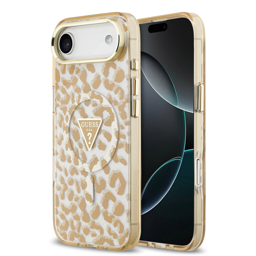 Guess Guess iPhone 17 Air Back cover case - Magsafe - Leopard Glitter Edition - Brown
