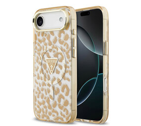 Guess Guess iPhone 17 Air Backcover hoesje - Magsafe - Leopard Glitter Edition - Bruin