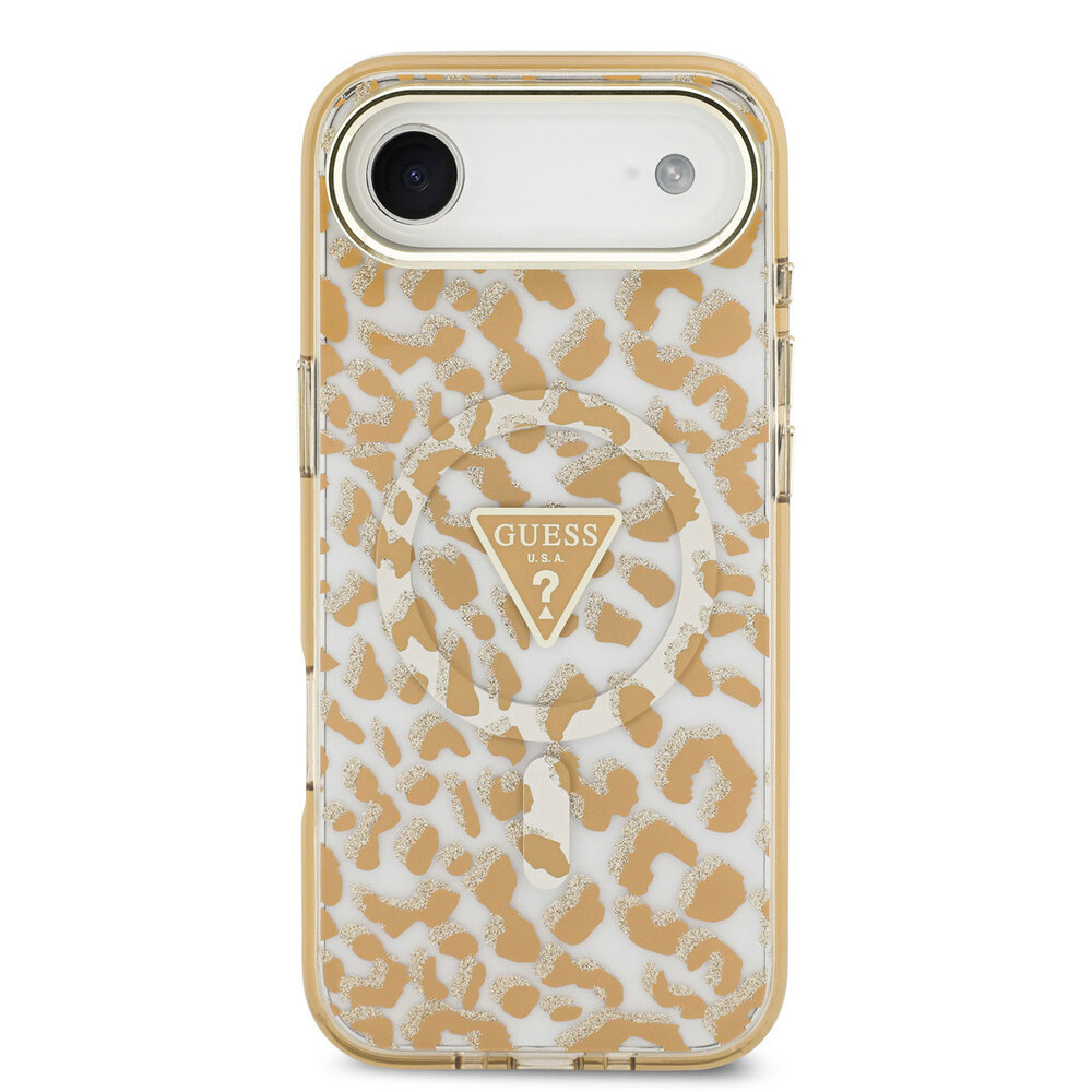 Guess Guess iPhone 17 Air Backcover hoesje - Magsafe - Leopard Glitter Edition - Bruin