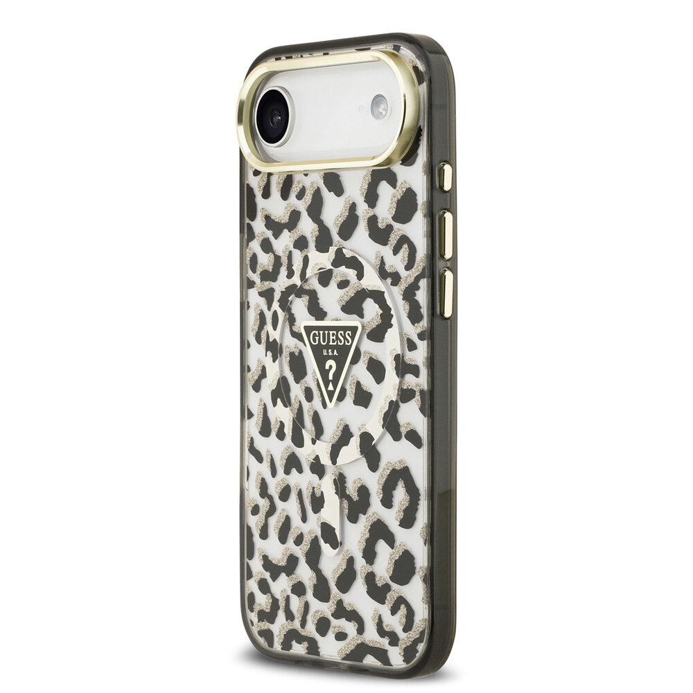 Guess Guess iPhone 17 Air Back cover coque - Noir - Magsafe - Leopard Glitter Edition