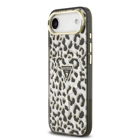Guess Guess iPhone 17 Air Back cover coque - Noir - Magsafe - Leopard Glitter Edition