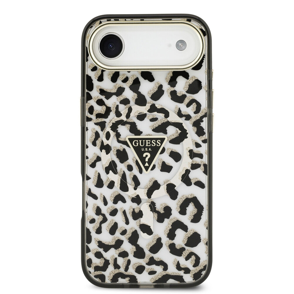 Guess Guess iPhone 17 Air Back cover coque - Noir - Magsafe - Leopard Glitter Edition