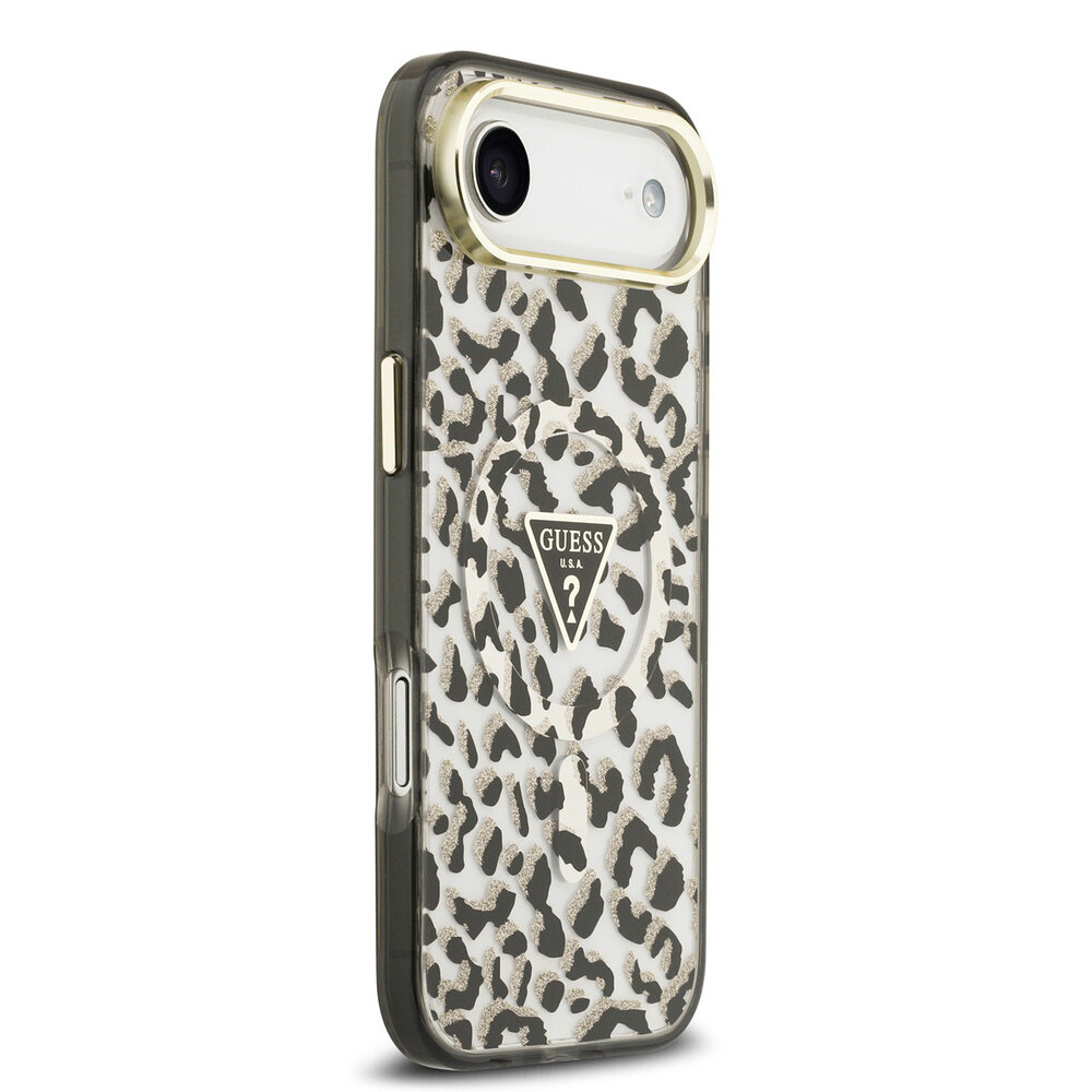 Guess Guess iPhone 17 Air Back cover coque - Noir - Magsafe - Leopard Glitter Edition