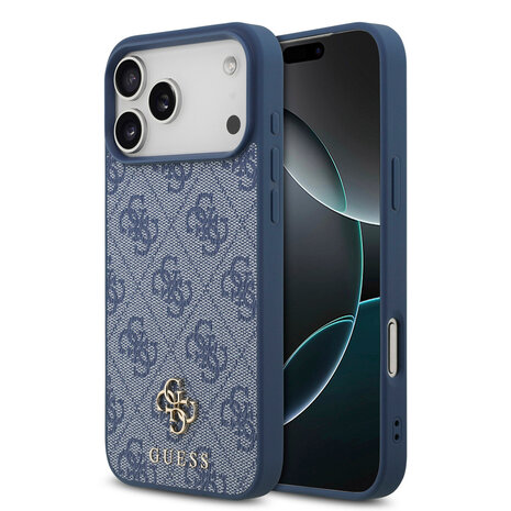 Guess Guess iPhone 17 Pro Max Back cover coque - Bleu - MagSafe - Small 4G & Classic Metal Logo