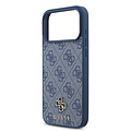 Guess Guess iPhone 17 Pro Max/iPhone 18 Pro Max Coque arrière MagSafe Petit motif 4G et logo métallique classique - Bleu