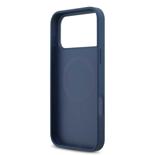 Guess Guess iPhone 17 Pro Max/iPhone 18 Pro Max Coque arrière MagSafe Petit motif 4G et logo métallique classique - Bleu