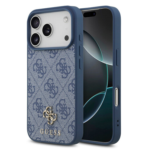 Guess Guess iPhone 17 Pro/iPhone 18 Pro Handyhülle MagSafe Kleines 4G-Motiv und klassisches Metalllogo - Blau