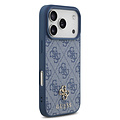 Guess Guess iPhone 17 Pro/iPhone 18 Pro Coque arrière MagSafe Petit motif 4G et logo métallique classique - Bleu
