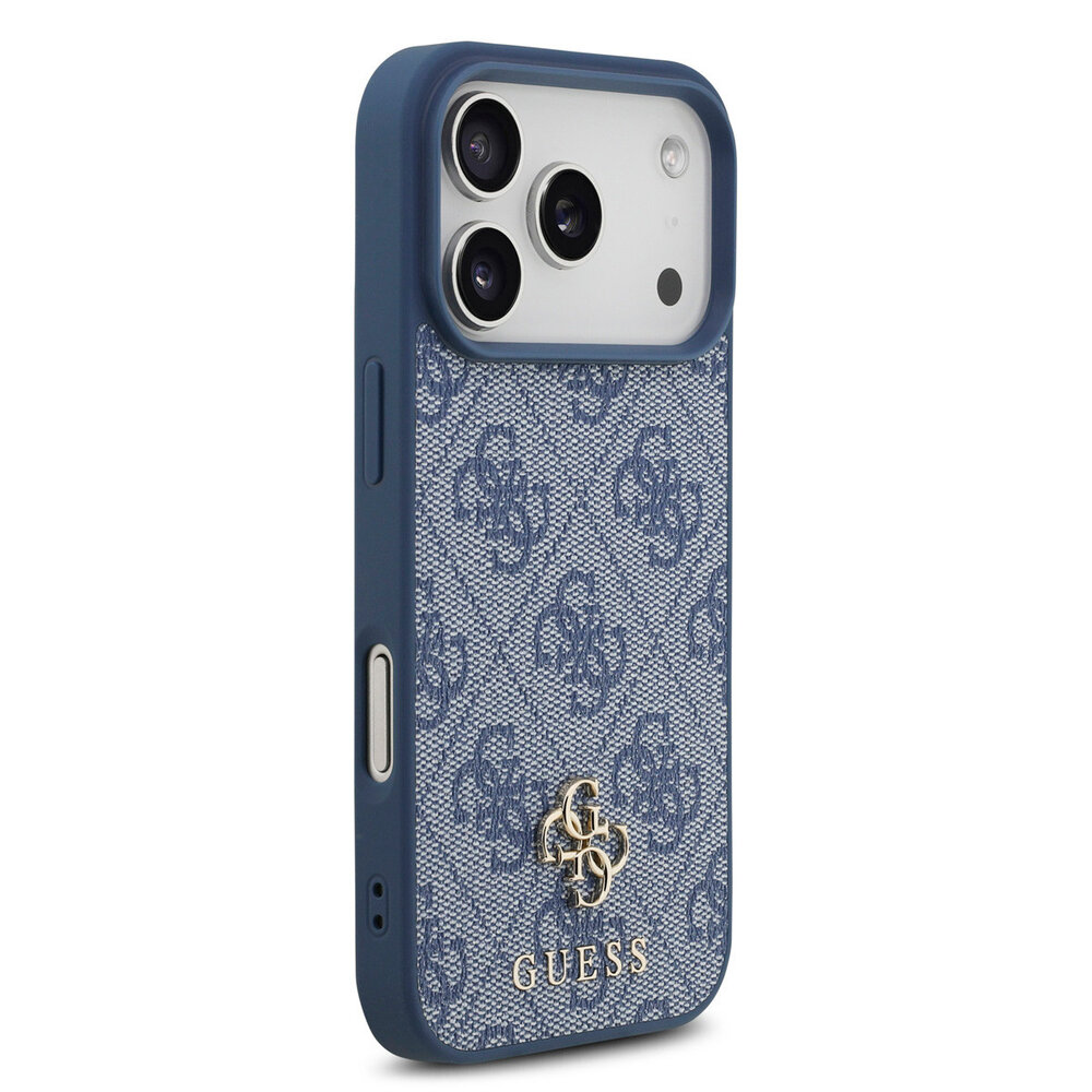 Guess Guess iPhone 17 Pro Back cover coque - Bleu - MagSafe - Small 4G & Classic Metal Logo