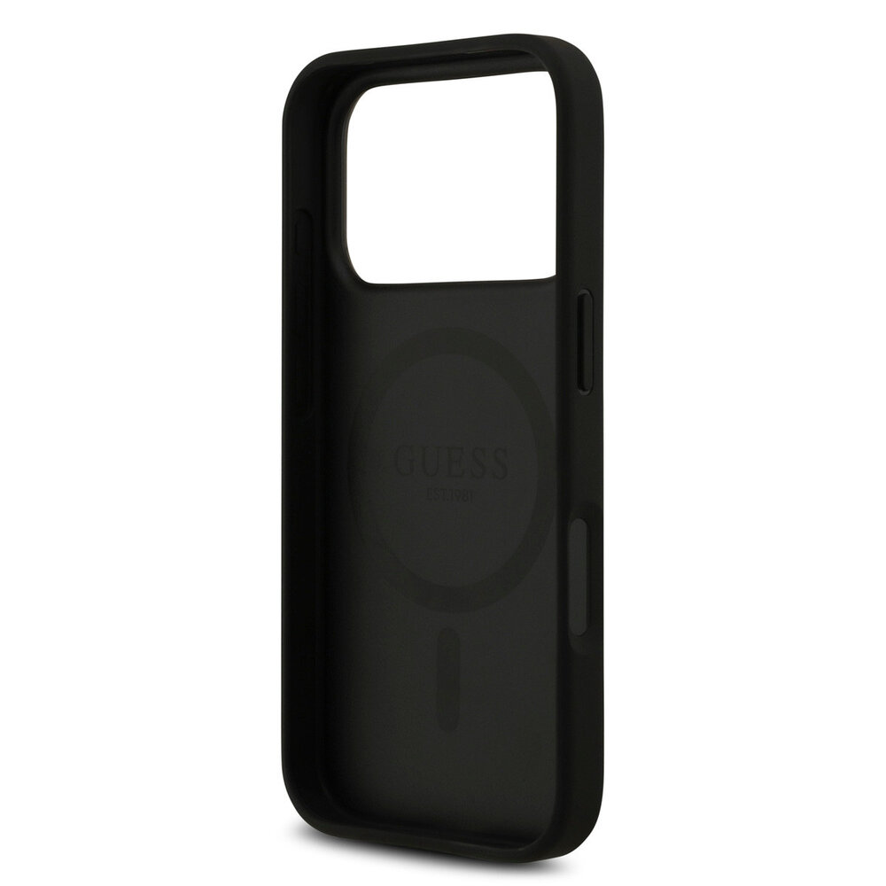 Guess Guess iPhone 17 Pro Back-Cover hul - MagSafe - Small 4G & Classic Metal Logo - Schwarz