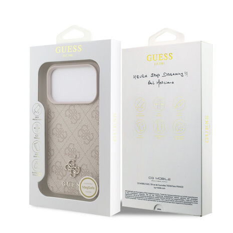 Guess Guess iPhone 17 Pro Back cover coque - Rose - MagSafe - Small 4G & Classic Metal Logo