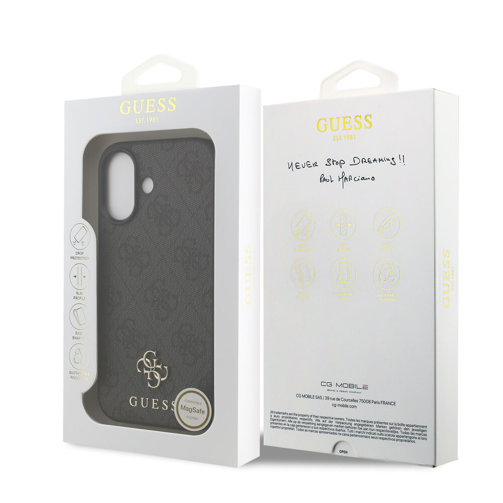 Guess Guess iPhone 17 Backcover hoesje - MagSafe - Small 4G & Classic Metal Logo - Zwart
