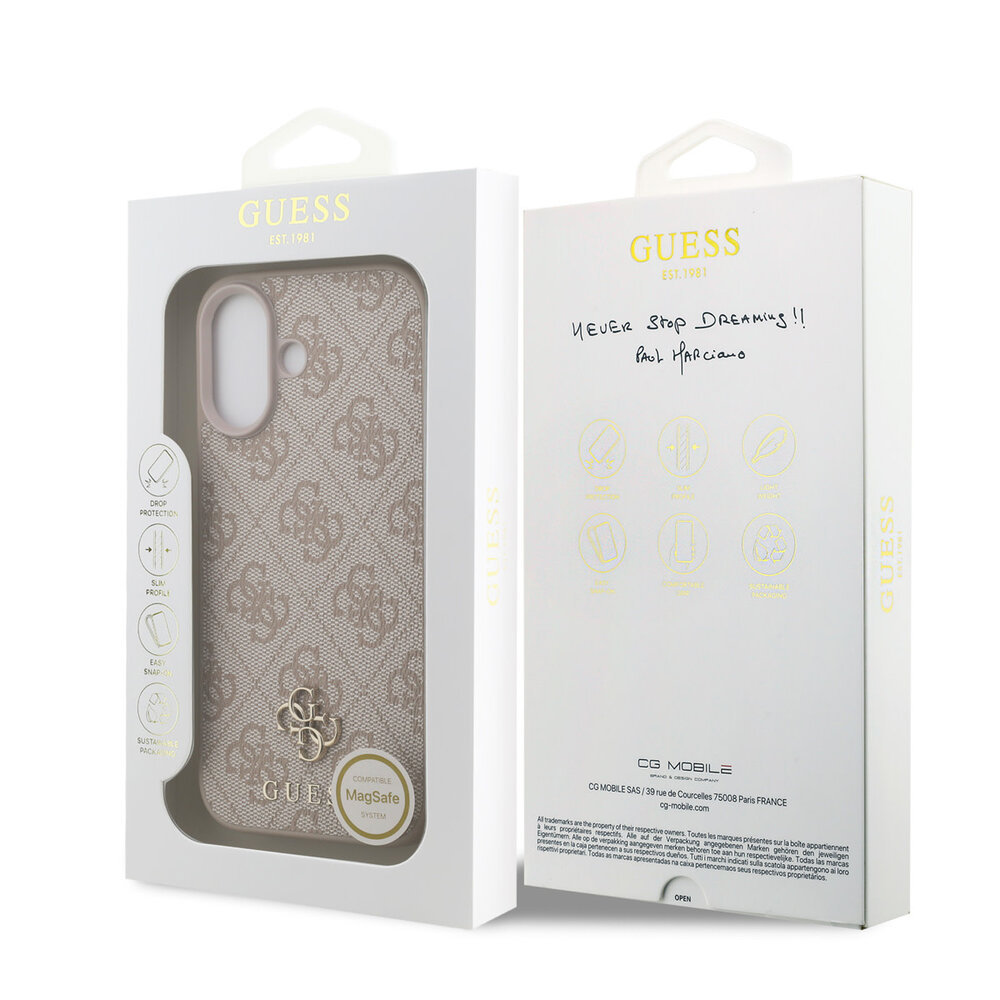 Guess Guess iPhone 17 Back cover case - MagSafe - Small 4G & Classic Metal Logo - Pink