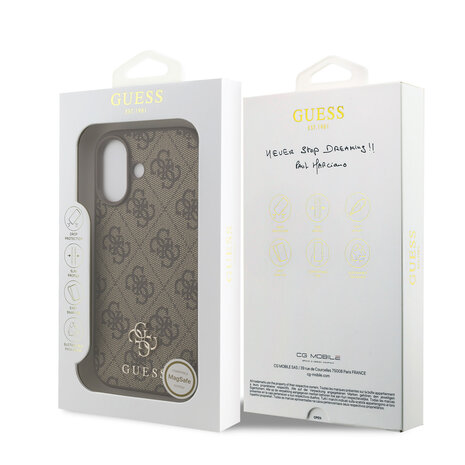 Guess Guess iPhone 17 Back-Cover hul - MagSafe - Small 4G & Classic Metal Logo - Braun