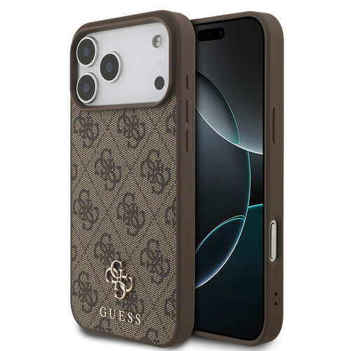 Guess Guess iPhone 17 Pro Max/iPhone 18 Pro Max Handyhülle MagSafe Kleines 4G-Motiv und klassisches Metalllogo - Braun