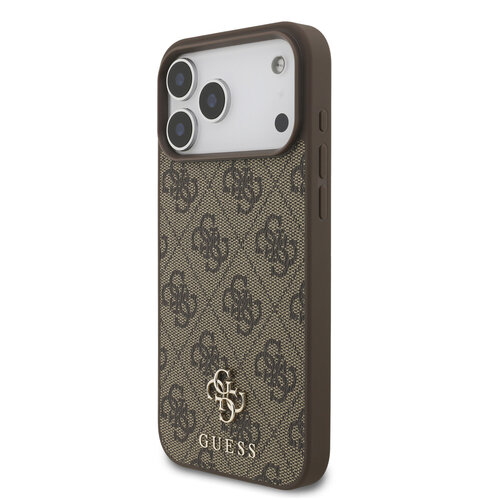 Guess Guess iPhone 17 Pro Max/iPhone 18 Pro Max Coque arrière MagSafe Petit motif 4G et logo métallique classique - Marron