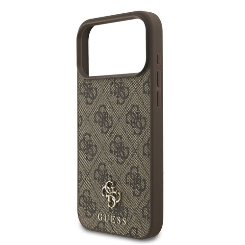 Guess Guess iPhone 17 Pro Max/iPhone 18 Pro Max Coque arrière MagSafe Petit motif 4G et logo métallique classique - Marron