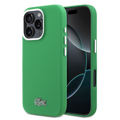 Lacoste iPhone 16 Pro Back cover coque - Estragon Green - MagSafe - Metal Edges - Iconic Petit Pique Logo