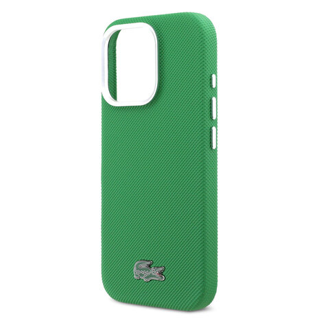 Lacoste Lacoste iPhone 16 Pro Back cover case - MagSafe - Metal Edges - Iconic Petit Pique Logo - Estragon Green